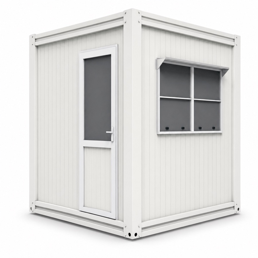 Caseta de vigilancia modular 2,20 × 2,20 m para acceso principal de empresa